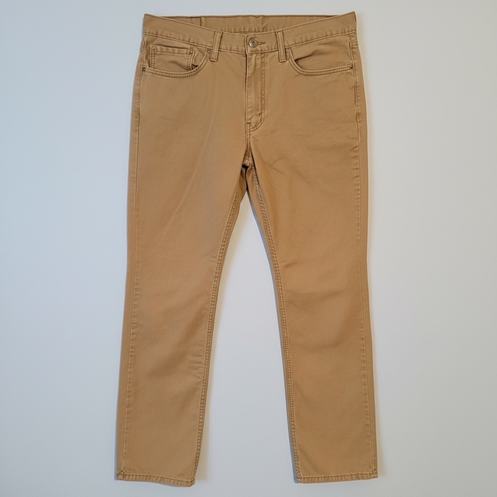 Levi’s 514 Straight Fit Jeans Men Tag 34x34 Tan Khaki Cotton Twill Casual Pants
